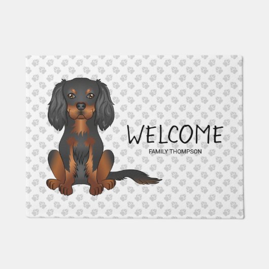 Black & Tan Cavalier King Charles Spaniel & Text Deurmat (Voorkant)