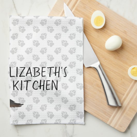 Black & Tan Cavalier King Charles Spaniel & Text Theedoek (Quarter Fold)