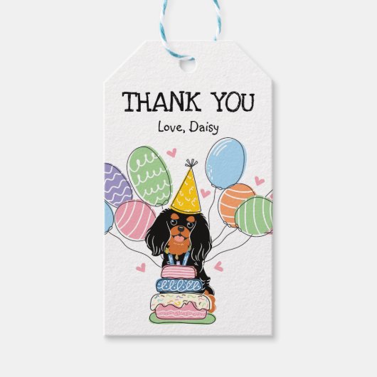 Black Tan Cavalier King Charles Spaniel Verjaardag Cadeaulabel (Voorkant)