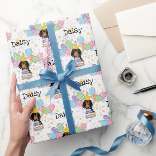 Black Tan Cavalier King Charles Spaniel Verjaardag Cadeaupapier