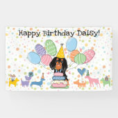 Black Tan Cavalier King Charles Spaniel Verjaardag Spandoek (Horizontaal)