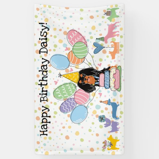 Black Tan Cavalier King Charles Spaniel Verjaardag Spandoek (Verticaal)