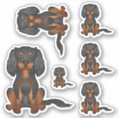Black & Tan Cavalier King Charles Spaniel zit Sticker (Voorkant)