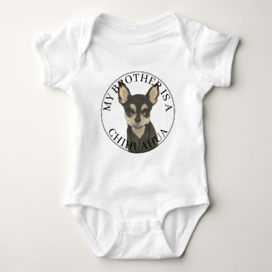 Black Tan Chihuahua Dog Big Brother Romper (Voorkant)