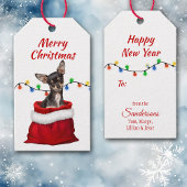 Black Tan Chihuahua Dog in Santa Bag Cadeaulabel