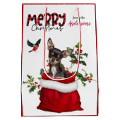 Black Tan Chihuahua Dog Kerstmis Medium Cadeauzakje (Achterkant)
