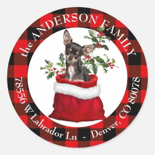 Black Tan Chihuahua Dog Lijst Ronde Sticker (Voorkant)