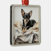 BLACK & TAN CHIHUAHUA PUPPY DOG METALEN ORNAMENT (Rechts)