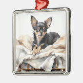 BLACK & TAN CHIHUAHUA PUPPY DOG METALEN ORNAMENT (Links)