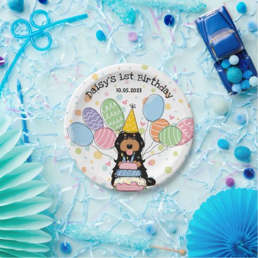 Black Tan Cockapoo Cavapoo Hond Verjaardag Papieren Bordje (Feest)