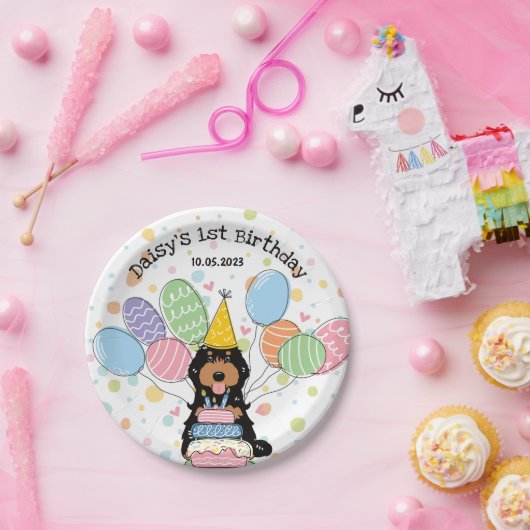 Black Tan Cockapoo Cavapoo Hond Verjaardag Papieren Bordje (Feest)