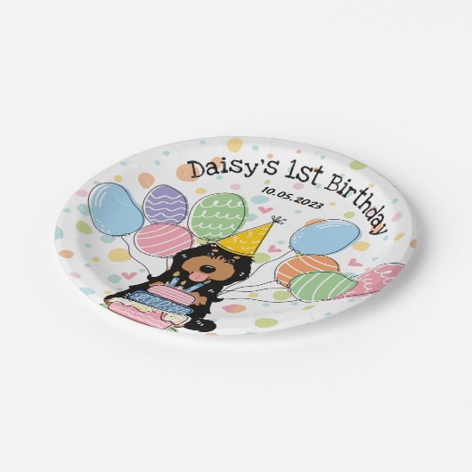 Black Tan Cockapoo Cavapoo Hond Verjaardag Papieren Bordje (Gekanteld)