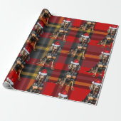 Black Tan Coonhound Dog en Red Plaid Kerstmis Cadeaupapier (Uitgerold)