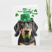 Black Tan Coonhound Dog Lucky St Patrick's Day Feestdagen Kaart (Voorkant)