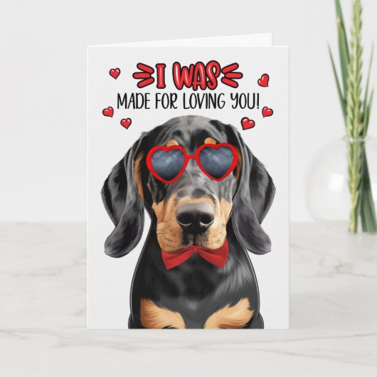 Black Tan Coonhound Gemaakt voor Loving You Valent Feestdagen Kaart (Voorkant)
