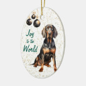Black Tan Coonhound Hond Vreugde aan de Wereld Ker Keramisch Ornament (Links)