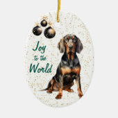 Black Tan Coonhound Hond Vreugde aan de Wereld Ker Keramisch Ornament (Voorkant)