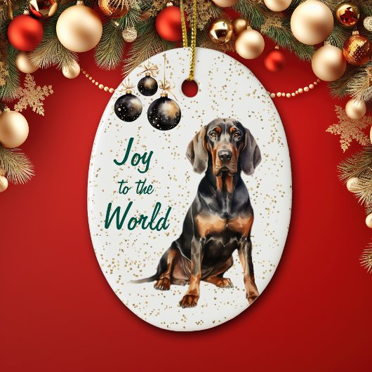 Black Tan Coonhound Hond Vreugde aan de Wereld Ker Keramisch Ornament
