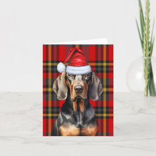 Black Tan Coonhound Kersthond Vakantie Plaid Feestdagen Kaart