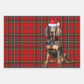 Black Tan Coonhound Kersthond Vakantie Plaid Inpakpapier Vel (Voorkant)