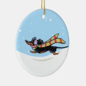 Black Tan Dachshund Cold Winter Keramisch Ornament (Rechts)