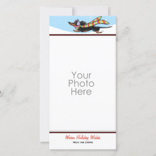 Black Tan Dachshund Cute Winter Feestdagenkaart