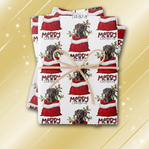 Black Tan Dachshund Dog in Holiday Gift Bag Inpakpapier Vel