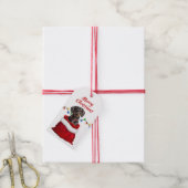 Black Tan Dachshund Dog in Santa Bag Cadeaulabel (Met Touw)