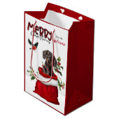 Black Tan Dachshund Dog Kerstmis Medium Cadeauzakje (Voorkant Gekanteld)