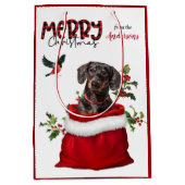 Black Tan Dachshund Dog Kerstmis Medium Cadeauzakje (Voorkant)