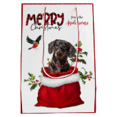Black Tan Dachshund Dog Kerstmis Medium Cadeauzakje (Achterkant)