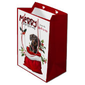 Black Tan Dachshund Dog Kerstmis Medium Cadeauzakje (Achterkant Gekanteld)