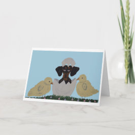  Black & Tan Dachshund Easter  Kaart