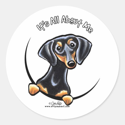 Black Tan Dachshund over mij Ronde Sticker (Voorkant)