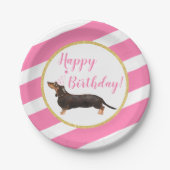 Black Tan Dachshund Pink Girl Birthday Papieren Bordje (Voorkant)
