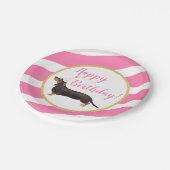 Black Tan Dachshund Pink Girl Birthday Papieren Bordje (Gekanteld)