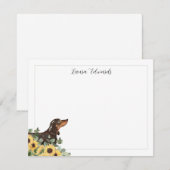 Black Tan Dachshund Sunflower Eucalyptus Notitiekaartje (Voorkant / Achterkant)