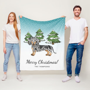 Black & Tan Dapple Short Hair Dachshund in Winter Fleece Deken