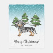 Black & Tan Dapple Short Hair Dachshund in Winter Fleece Deken (Voorkant)