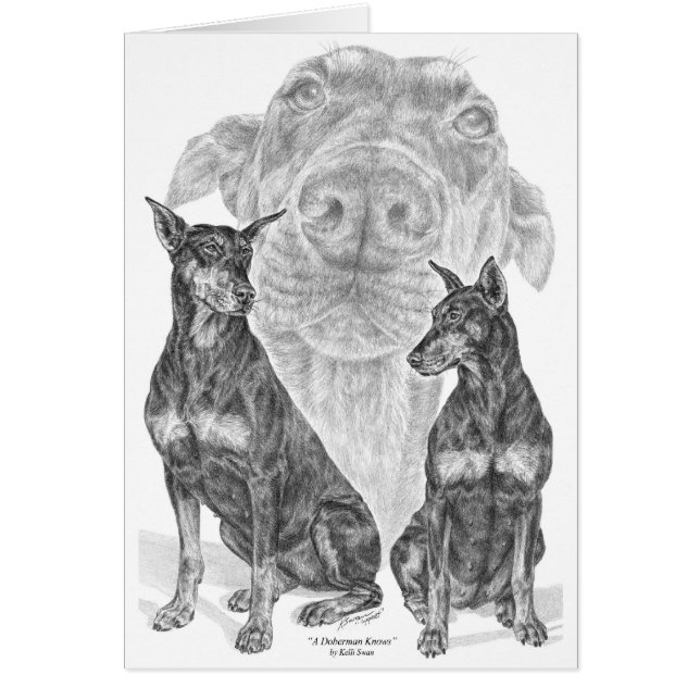 Black/Tan Doberman Pinscher Dog Art van Kelli Swan (Voorkant)