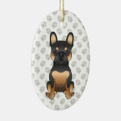 Black & Tan Franse Bulldog / Frenchie Hond & Tekst Keramisch Ornament (Rechts)
