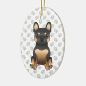 Black & Tan Franse Bulldog / Frenchie Hond & Tekst Keramisch Ornament (Links)