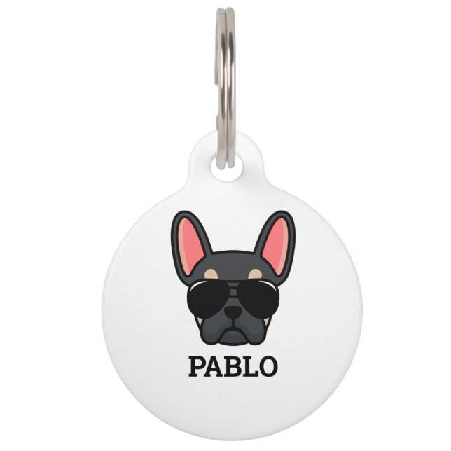 Black Tan French Bulldog Pet ID Tag Huisdierpenning (Voorkant)