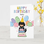 Black Tan Goldendoodle Dog Happy Birthday Kaart (Gele Bloem)