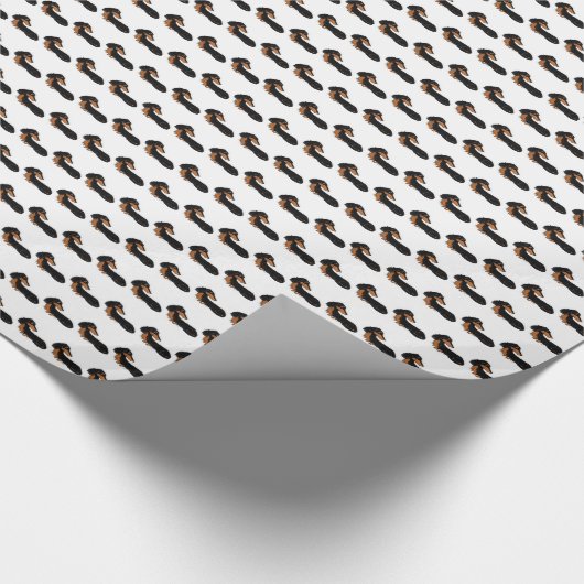 Black & Tan Long Hair Dachshund Cadeaupapier (Hoek)