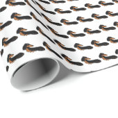 Black & Tan Long Hair Dachshund Cadeaupapier (Rol Hoek)