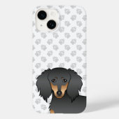 Black & Tan Long Hair Dachshund Cartoon Dog Head Case-Mate iPhone Case (Achterkant)