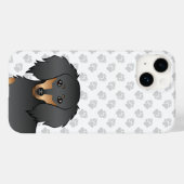 Black & Tan Long Hair Dachshund Cartoon Dog Head Case-Mate iPhone Case (Achterkant (horizontaal))