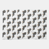 Black & Tan Long Hair Dachshund Cute Dog Patroon Theedoek (Horizontaal)