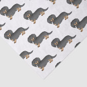 Black & Tan Long Hair Dachshund Cute Dog Patroon Tissuepapier (Detail)